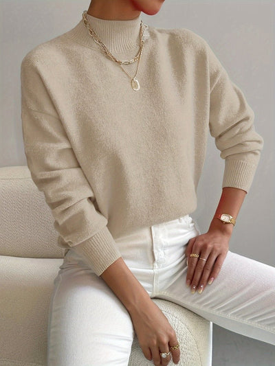 Elisabeth | Damen Mock-Turtleneck Langarm Relaxed-Fit Sweater