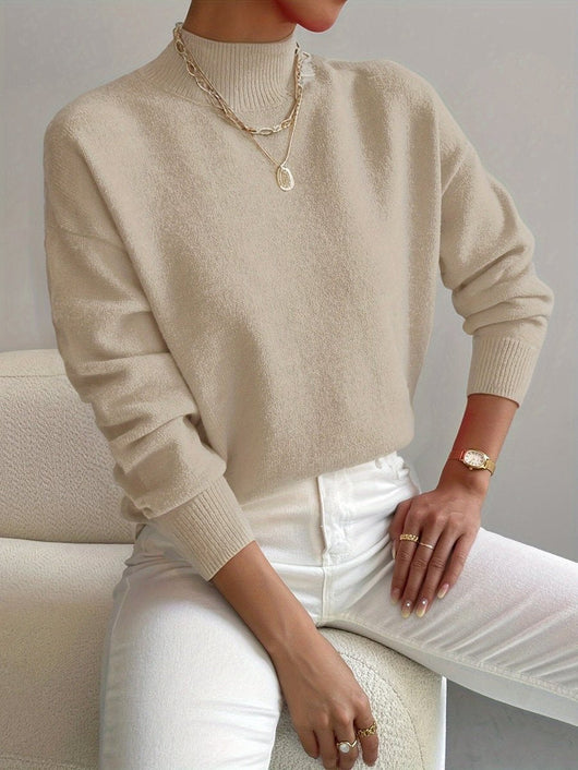Elisabeth | Damen Mock-Turtleneck Langarm Relaxed-Fit Sweater