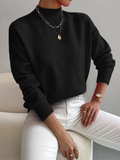 Elisabeth | Damen Mock-Turtleneck Langarm Relaxed-Fit Sweater