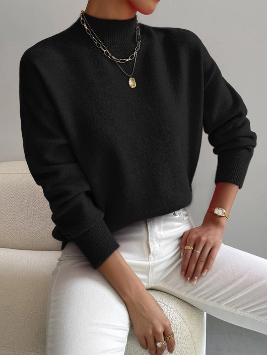 Elisabeth | Damen Mock-Turtleneck Langarm Relaxed-Fit Sweater