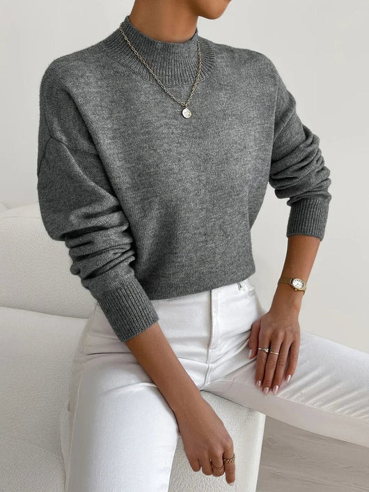 Elisabeth | Damen Mock-Turtleneck Langarm Relaxed-Fit Sweater