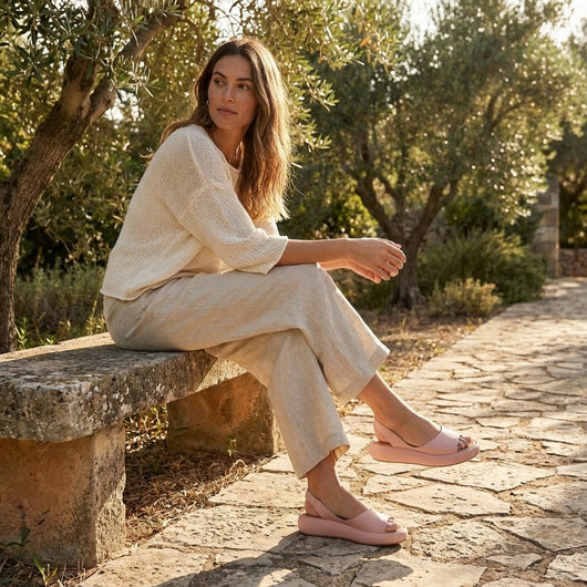 Greta | Damen Offene Keilsandaletten Slingback Elastischer Fersenriemen