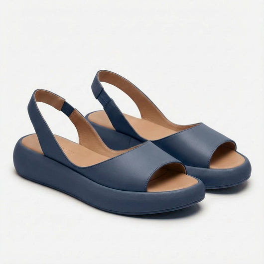 Greta | Damen Offene Keilsandaletten Slingback Elastischer Fersenriemen
