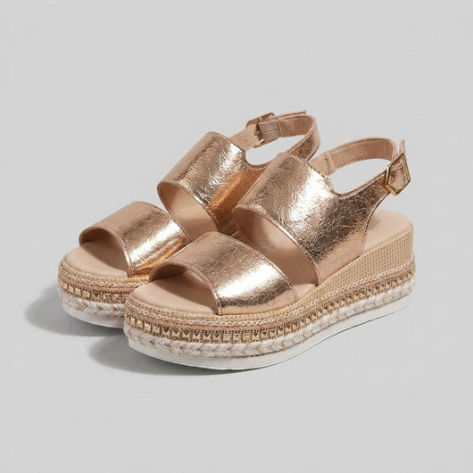 Marie | Damen Offene Plateau-Espadrille-Sandalen mit Knöchelriemen