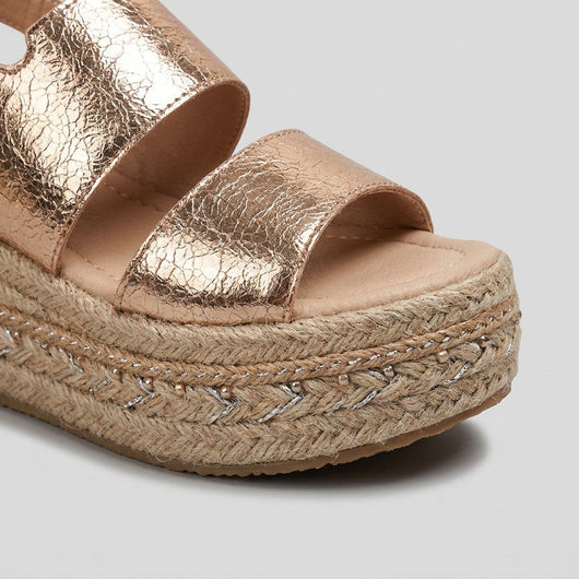 Marie | Damen Offene Plateau-Espadrille-Sandalen mit Knöchelriemen