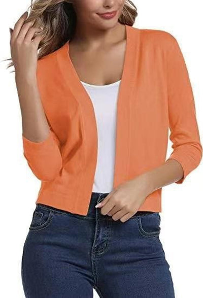 Katharina | Damen Offener Kurzjacken-Cardigan mit 3/4-Ärmeln