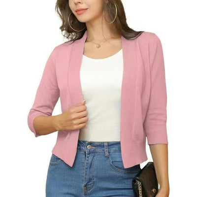 Katharina | Damen Offener Kurzjacken-Cardigan mit 3/4-Ärmeln