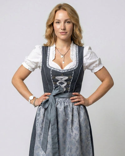 Marlene | Damen Oktoberfest Dirndl 3-teiliges Trachtenkleid mit Schürze und Bluse