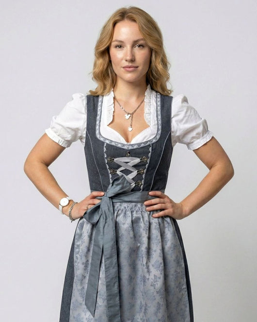 Marlene | Damen Oktoberfest Dirndl 3-teiliges Trachtenkleid mit Schürze und Bluse