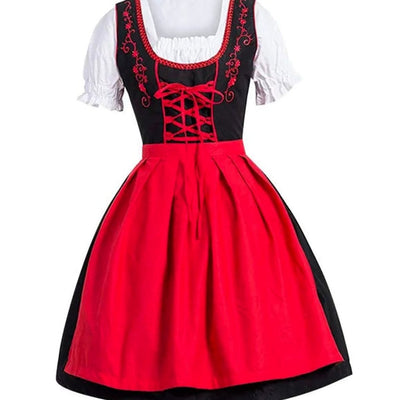 Johanna | Damen Oktoberfest Dirndl Kleid mit Schnürung Schürze Bluse