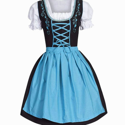 Johanna | Damen Oktoberfest Dirndl Kleid mit Schnürung Schürze Bluse