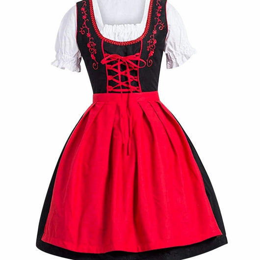 Johanna | Damen Oktoberfest Dirndl Kleid mit Schnürung Schürze Bluse