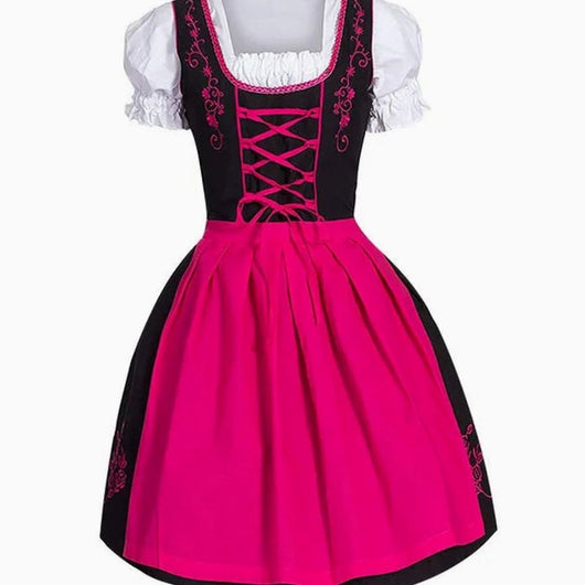 Johanna | Damen Oktoberfest Dirndl Kleid mit Schnürung Schürze Bluse