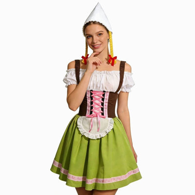 Elisabeth | Damen Oktoberfest Dirndl Kleid mit Schürze und Zipfelmütze