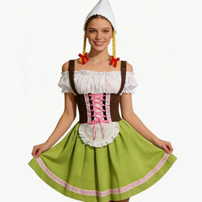 Elisabeth | Damen Oktoberfest Dirndl Kleid mit Schürze und Zipfelmütze