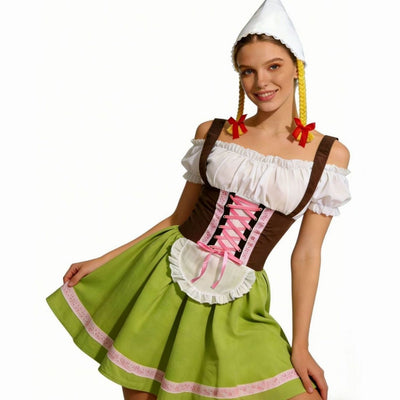 Elisabeth | Damen Oktoberfest Dirndl Kleid mit Schürze und Zipfelmütze