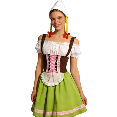 Elisabeth | Damen Oktoberfest Dirndl Kleid mit Schürze und Zipfelmütze