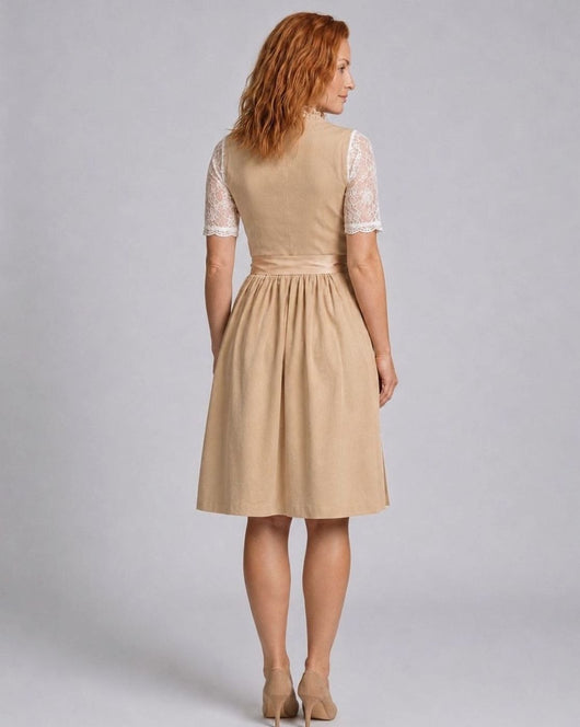 Annika | Damen Oktoberfest Dirndlkleid Floraler Spitzenrock Schnürmieder