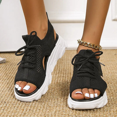 Hannah | Damen Orthopädische Gestrickte Plateau-Sandalen