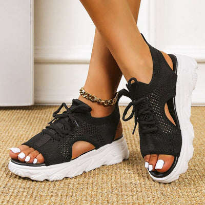 Hannah | Damen Orthopädische Gestrickte Plateau-Sandalen
