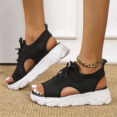 Hannah | Damen Orthopädische Gestrickte Plateau-Sandalen
