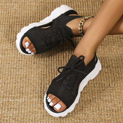 Hannah | Damen Orthopädische Gestrickte Plateau-Sandalen
