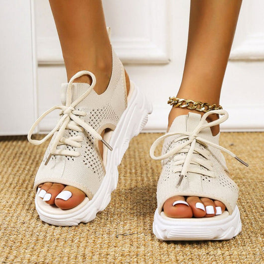 Hannah | Damen Orthopädische Gestrickte Plateau-Sandalen