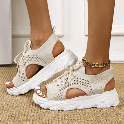 Hannah | Damen Orthopädische Gestrickte Plateau-Sandalen