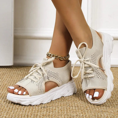Hannah | Damen Orthopädische Gestrickte Plateau-Sandalen