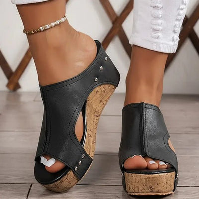 Nora | Damen Orthopädische Keilabsatz Plateau Sandaletten