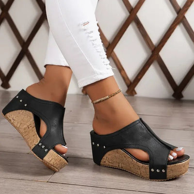 Nora | Damen Orthopädische Keilabsatz Plateau Sandaletten