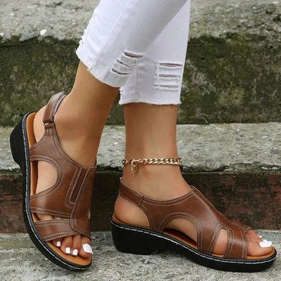 Leonie | Damen Orthopädische Keilabsatz-Sandalen Slip-On PU-Leder