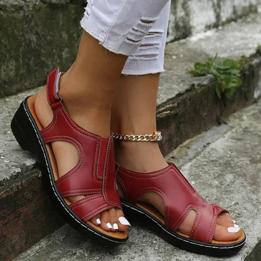 Leonie | Damen Orthopädische Keilabsatz-Sandalen Slip-On PU-Leder