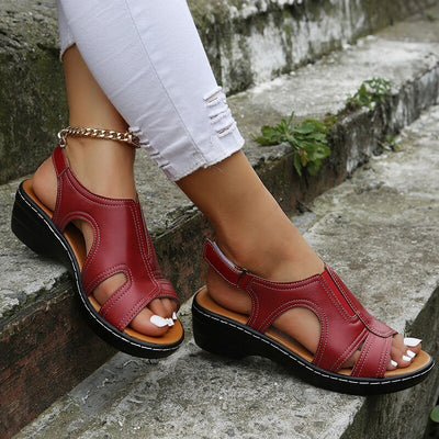 Leonie | Damen Orthopädische Keilabsatz-Sandalen Slip-On PU-Leder