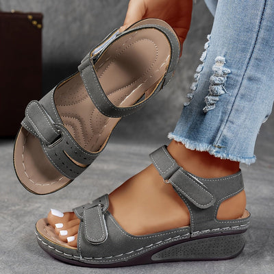 Elisabeth | Damen Orthopädische Klettverschluss-Komfortsandalen Keilabsatz