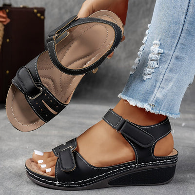 Elisabeth | Damen Orthopädische Klettverschluss-Komfortsandalen Keilabsatz