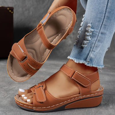 Elisabeth | Damen Orthopädische Klettverschluss-Komfortsandalen Keilabsatz
