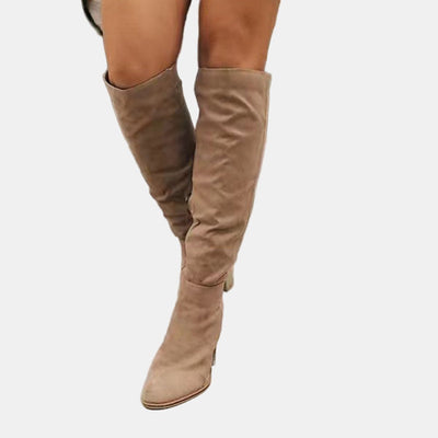 Johanna | Damen Overknee-Stiefeletten mit Blockabsatz und Reißverschluss