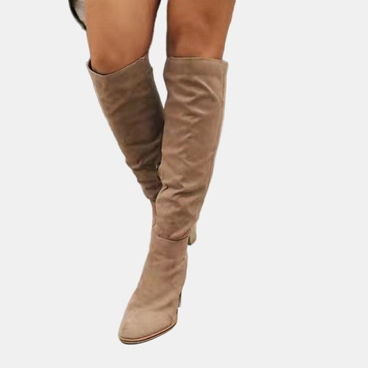 Johanna | Damen Overknee-Stiefeletten mit Blockabsatz und Reißverschluss