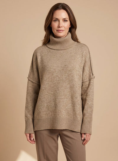 Sophie | Damen Oversize Rollkragen Strick Lounge Set Weitbein
