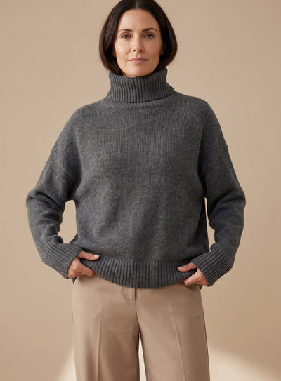 Sophie | Damen Oversize Rollkragen Strick Lounge Set Weitbein