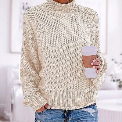 Lena | Damen Oversize Rollkragen Strickpullover Langarm Grobstrick