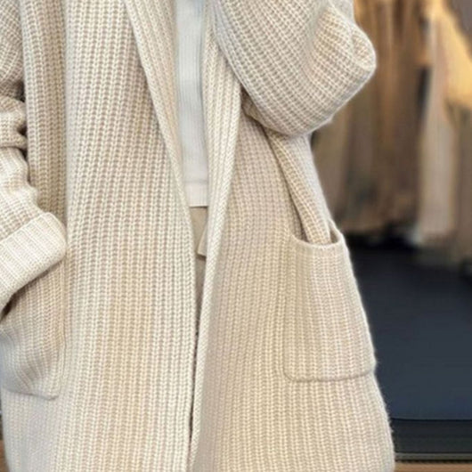 Elisabeth | Damen Oversize Strick-Cardigan mit V-Ausschnitt und Taschen