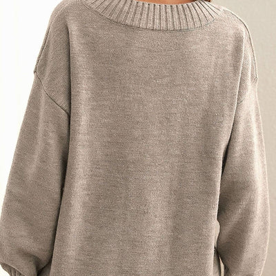 Frieda | Damen Oversize V-Ausschnitt Strickpullover Langarm