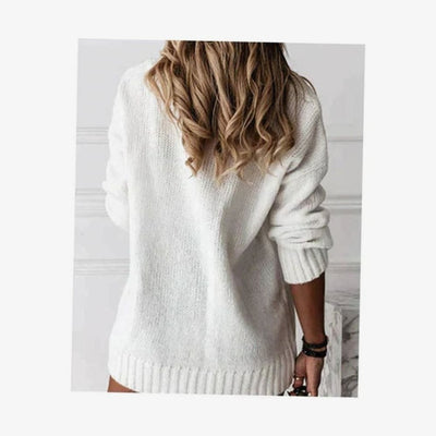Frieda | Damen Oversize V-Ausschnitt Strickpullover Langarm