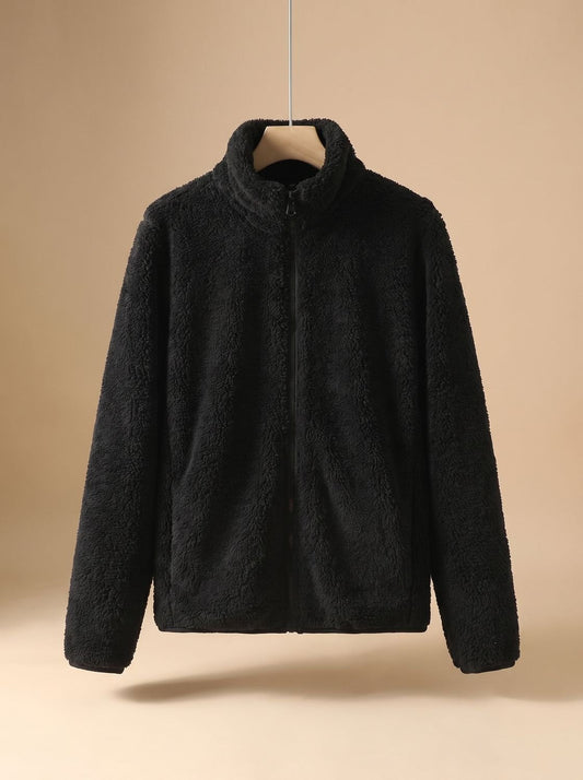 Annika | Damen Oversized Fleece-Jacke mit Stehkragen und Reißverschluss