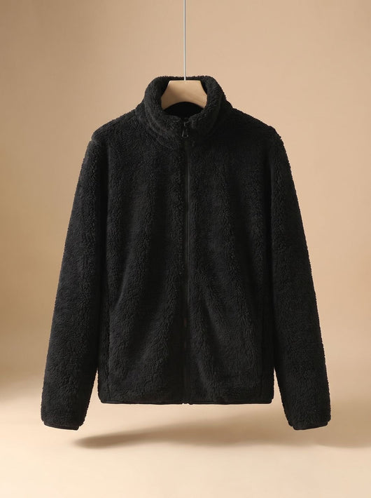 Annika | Damen Oversized Fleece-Jacke mit Stehkragen und Reißverschluss