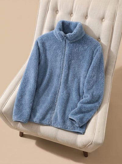 Annika | Damen Oversized Fleece-Jacke mit Stehkragen und Reißverschluss