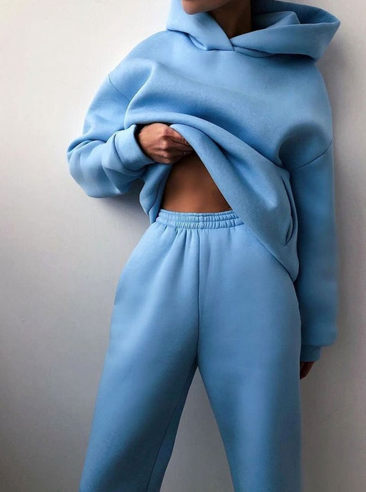 Amelie | Damen Oversized Kapuzen-Strickpullover mit Jogginghose im Set