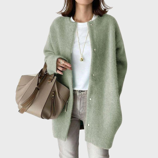 Clara | Damen Oversized Kaschmir Cardigan mit Druckknöpfen
